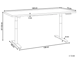 Elektrisk justerbart hæve sænkebord DESTINAS Hvid/sort 160 cm 72 cm