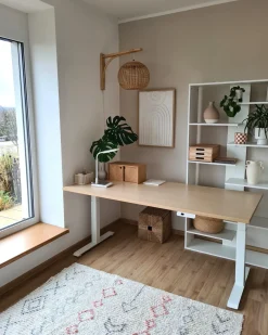 Elektrisk justerbart hæve sænkebord DESTINES Lysebrun/hvid 180 cm 72 cm