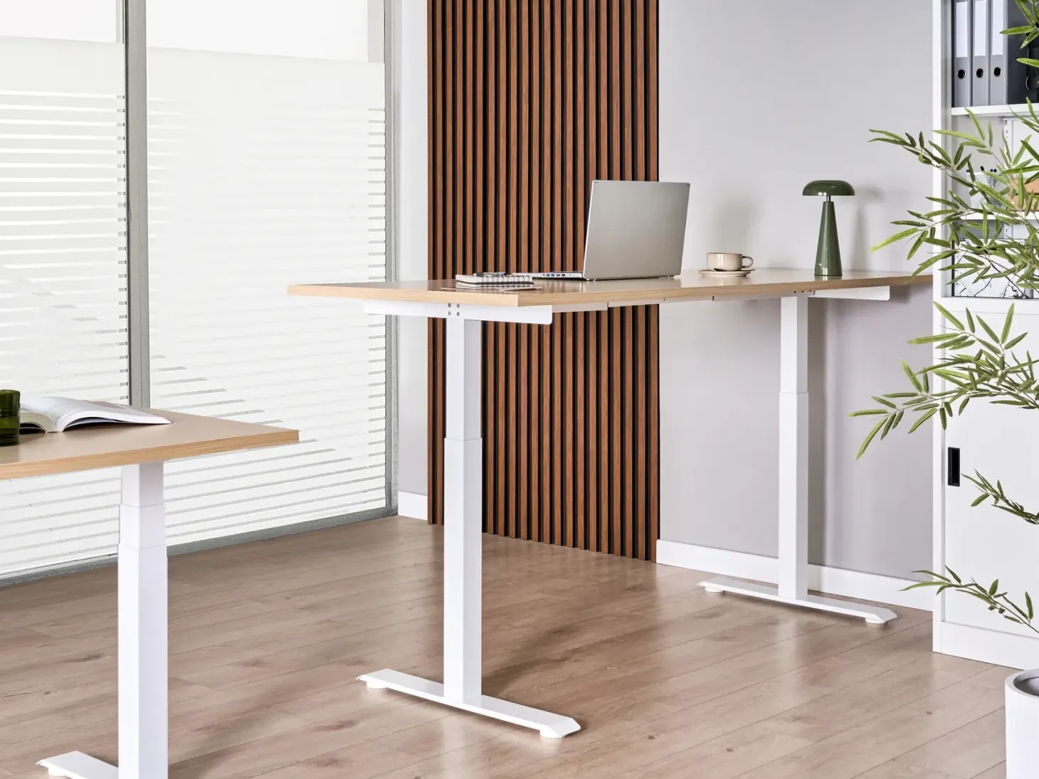 Elektrisk justerbart hæve sænkebord DESTINES Lysebrun/hvid 180 cm 72 cm