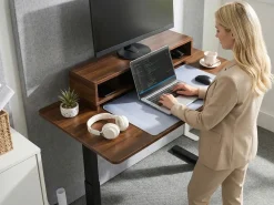 Elektrisk justerbart hæve sænkebord LUCAMA Brun/sort 120 cm 60 cm med USB-port