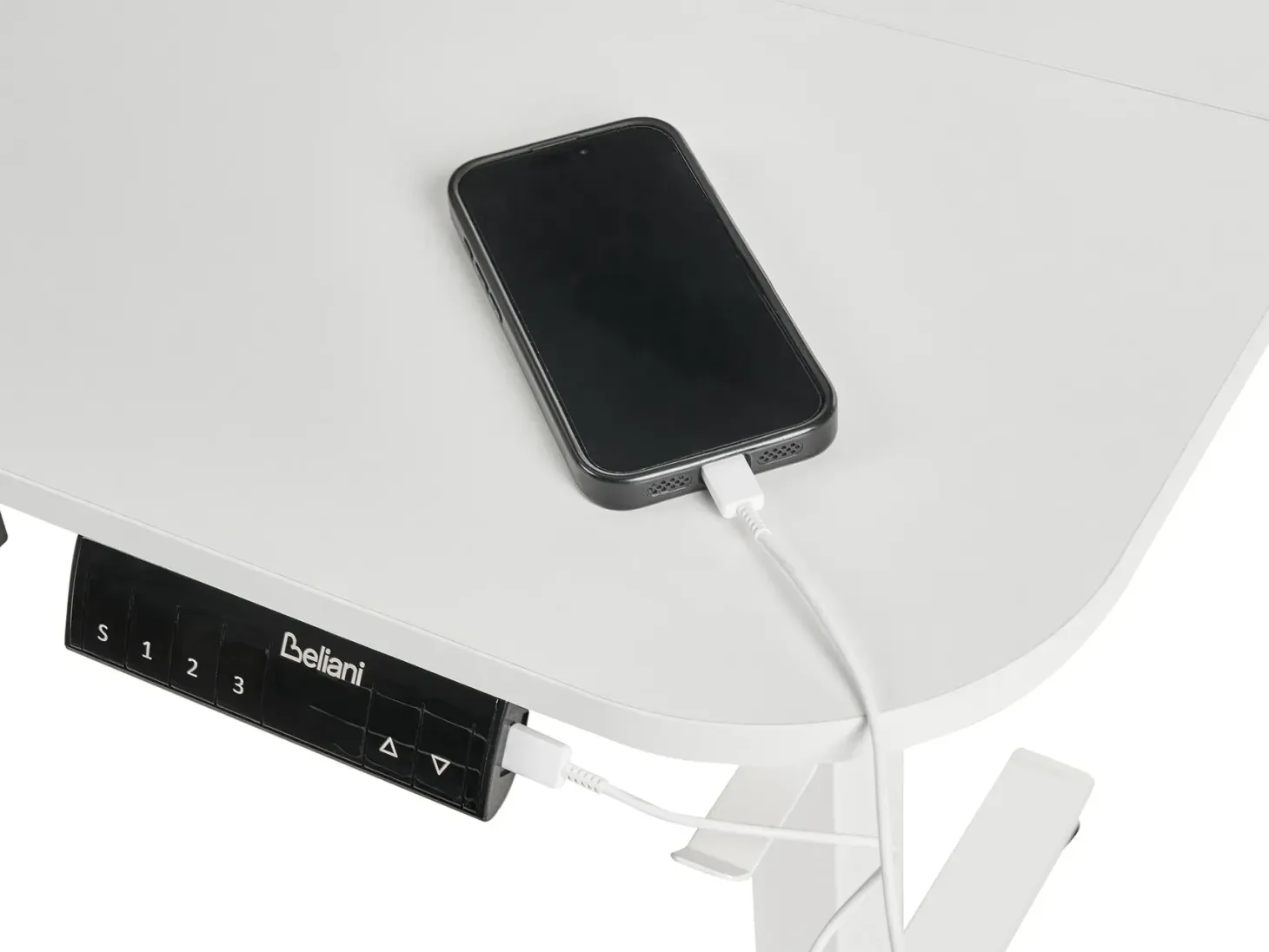 Elektrisk justerbart hæve sænkebord WILBANKS Hvid 120 cm 60 cm med USB-port