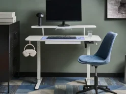 Elektrisk justerbart hæve sænkebord WILBANKS Hvid 120 cm 60 cm med USB-port