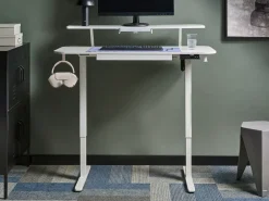 Elektrisk justerbart hæve sænkebord WILBANKS Hvid 120 cm 60 cm med USB-port