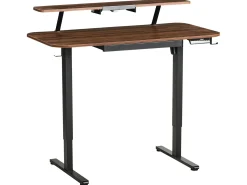 Elektrisk justerbart hæve sænkebord WILBANKS Brun/sort 120 cm 60 cm med USB-port