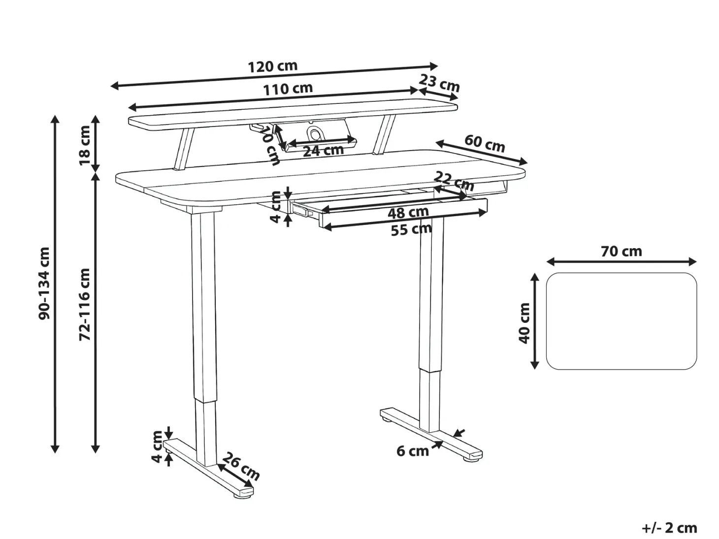 Elektrisk justerbart hæve sænkebord WILBANKS Lysebrun/hvid 120 cm 60 cm med USB-port