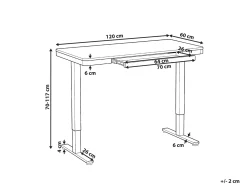 Elektrisk justerbart hæve sænkebord PENLY Hvid 120 cm 60 cm med USB-port