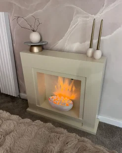 Elektrisk pejs med varme SAHARA Beige
