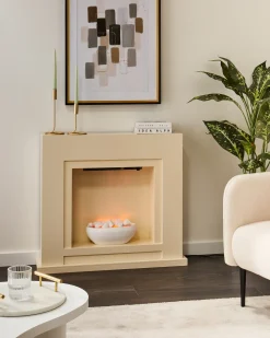 Elektrisk pejs med varme SAHARA Beige