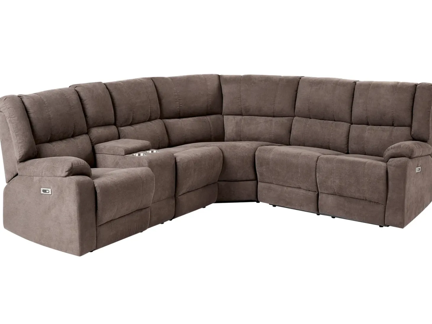 Elektrisk recliner hjørnesofa 5 personers ROKKE Brun med USB-port Venstrevendt