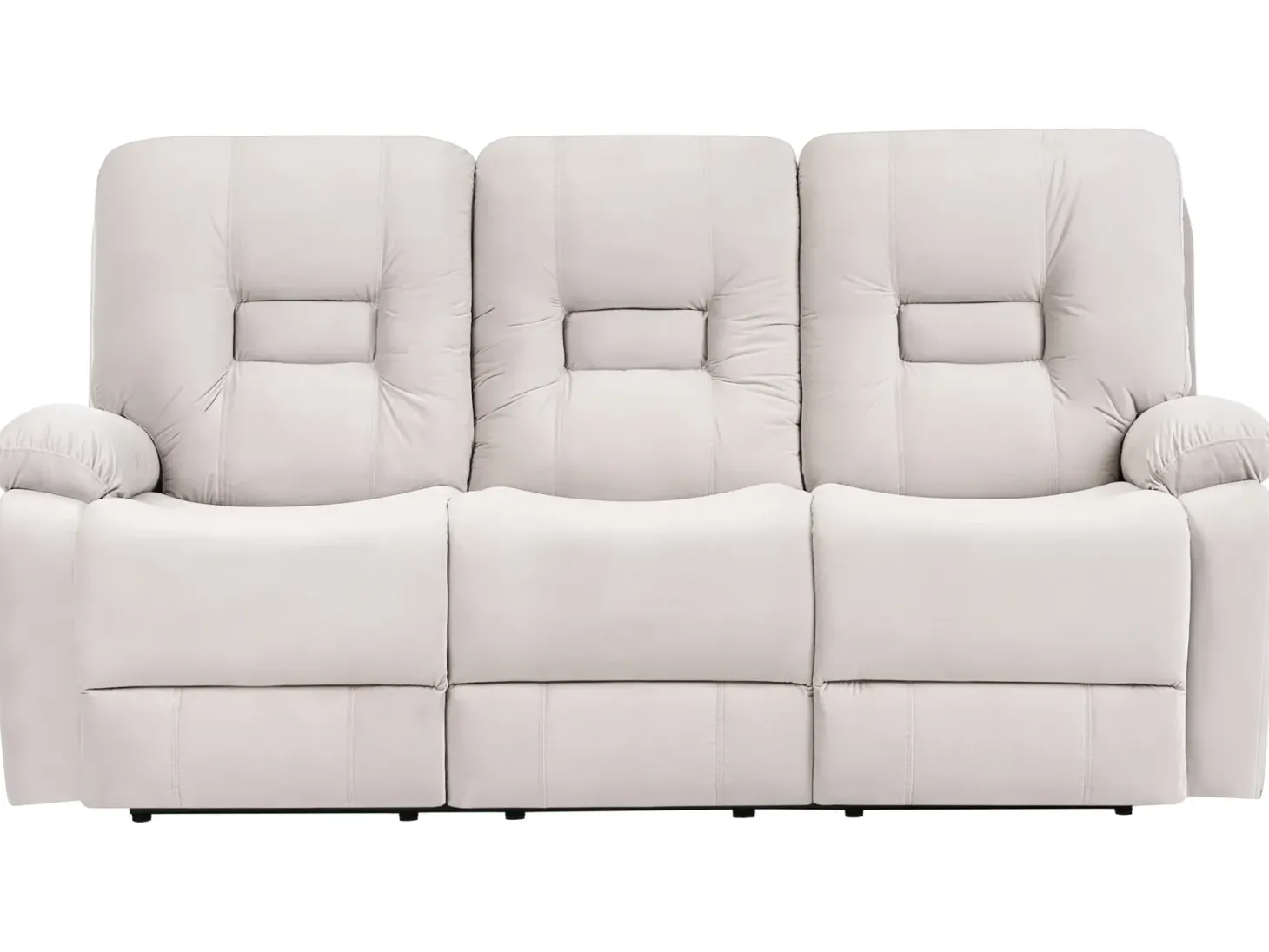 Elektrisk recliner sofa 3 personers BERGEN Velour Lys Beige med USB-port