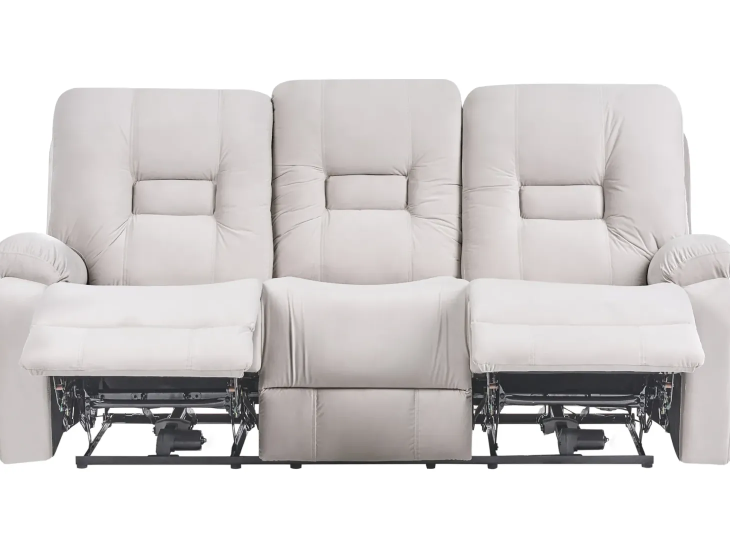 Elektrisk recliner sofa 3 personers BERGEN Velour Lys Beige med USB-port