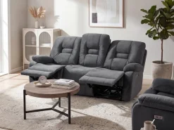 Elektrisk recliner sofa 3 personers BERGEN Velour Mørkegrå