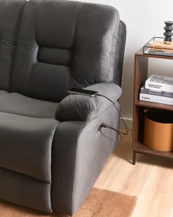 Elektrisk recliner sofa 3 personers BERGEN Velour Mørkegrå