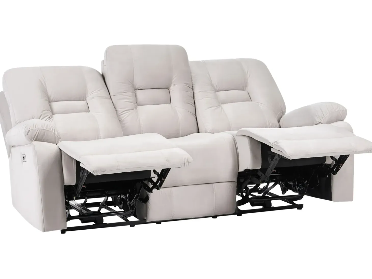 Elektrisk recliner sofasæt 6 personers BERGEN Velour Lys Beige med USB-port