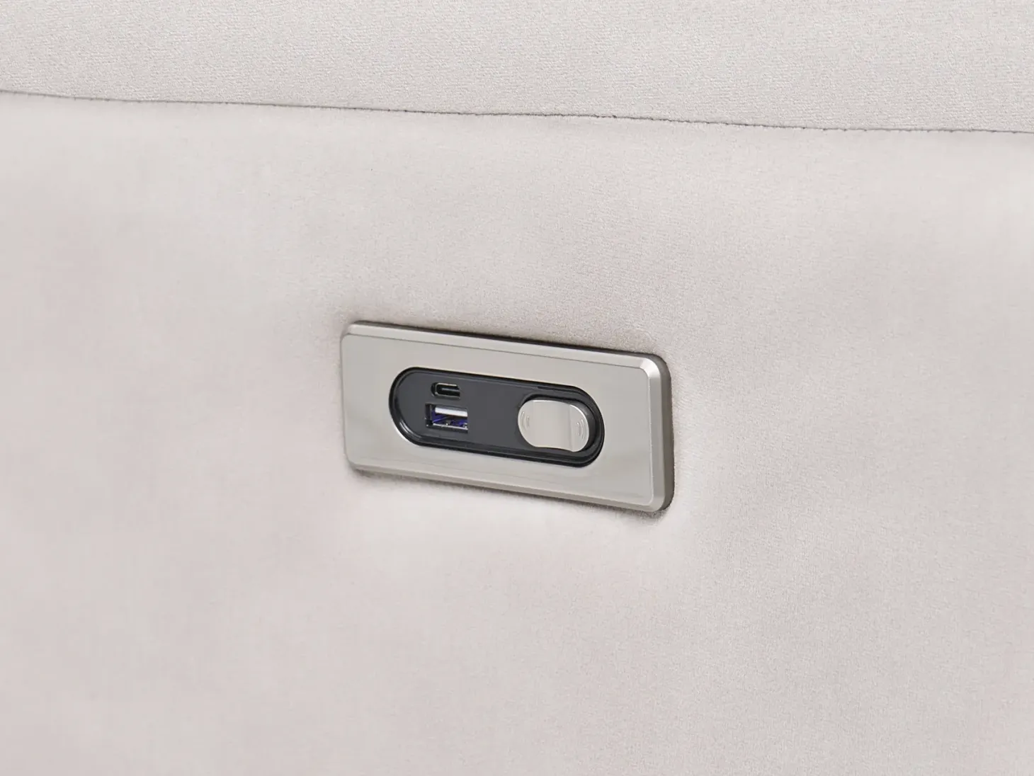 Elektrisk recliner sofasæt 6 personers BERGEN Velour Lys Beige med USB-port