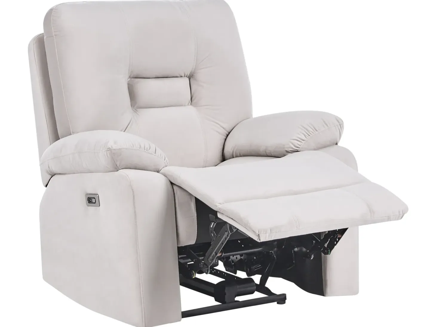 Elektrisk recliner sofasæt 6 personers BERGEN Velour Lys Beige med USB-port