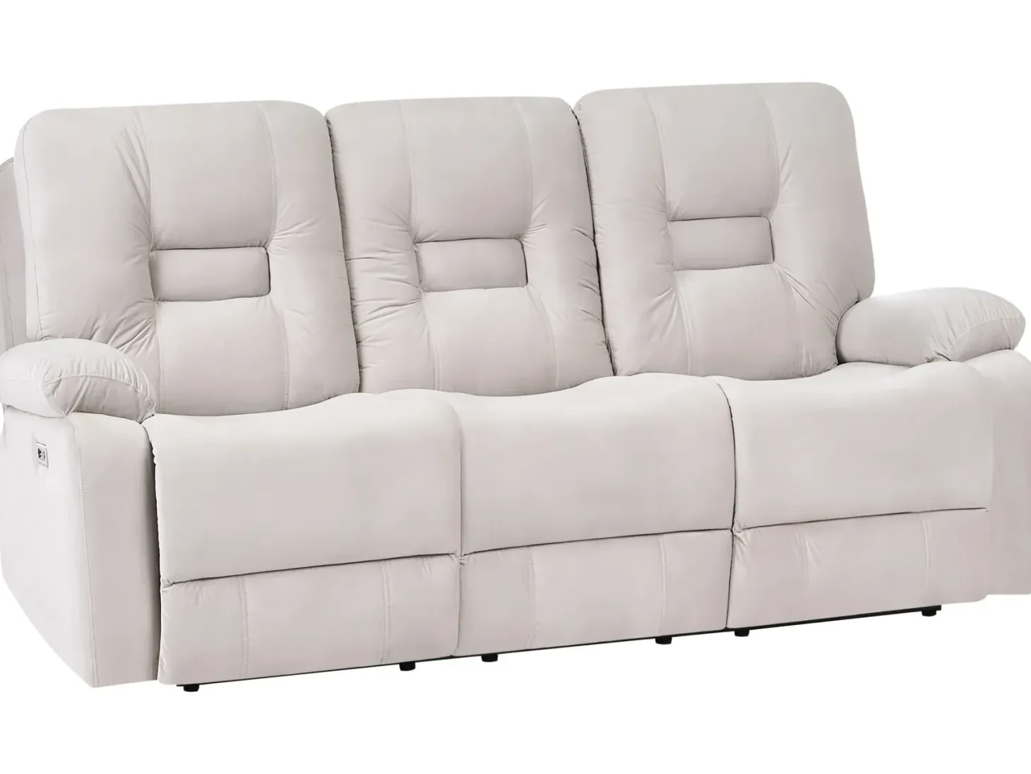Elektrisk recliner sofasæt 6 personers BERGEN Velour Lys Beige med USB-port