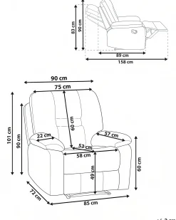 Elektrisk recliner stol BERGEN Inkl. fodstøtte Velour Lys Beige