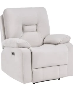 Elektrisk recliner stol BERGEN Inkl. fodstøtte Velour Lys Beige