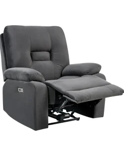 Elektrisk recliner stol BERGEN Velour Mørkegrå