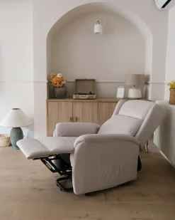 Elektrisk recliner stol ELEGY Inkl. fodstøtte Velour Lys Beige