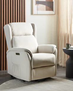Elektrisk recliner stol ELEGY Inkl. fodstøtte Velour Lys Beige