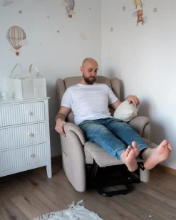 Elektrisk recliner stol ELEGY Inkl. fodstøtte Velour Brungrå