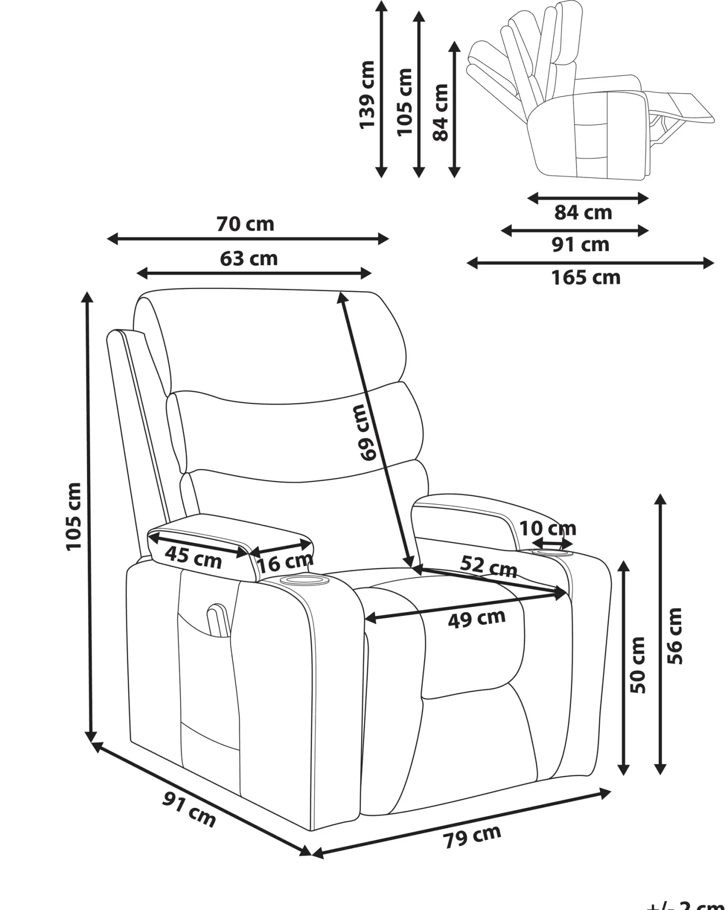 Elektrisk recliner stol ETER Kunstlæder Beige