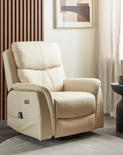 Elektrisk recliner stol GLORIE massagefunktion Lys Beige