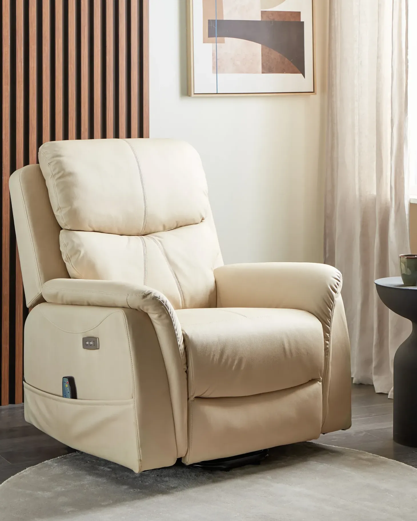 Elektrisk recliner stol GLORIE massagefunktion Lys Beige