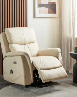 Elektrisk recliner stol GLORIE massagefunktion Lys Beige
