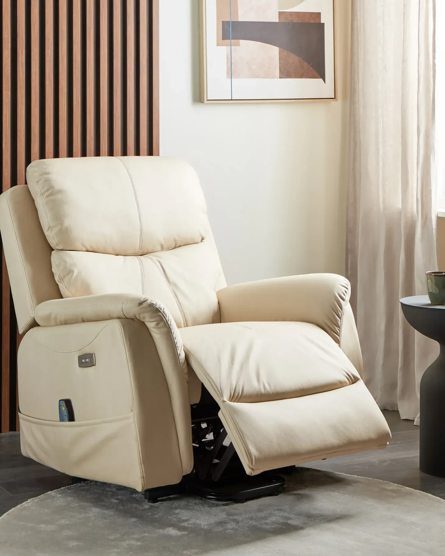 Elektrisk recliner stol GLORIE massagefunktion Lys Beige