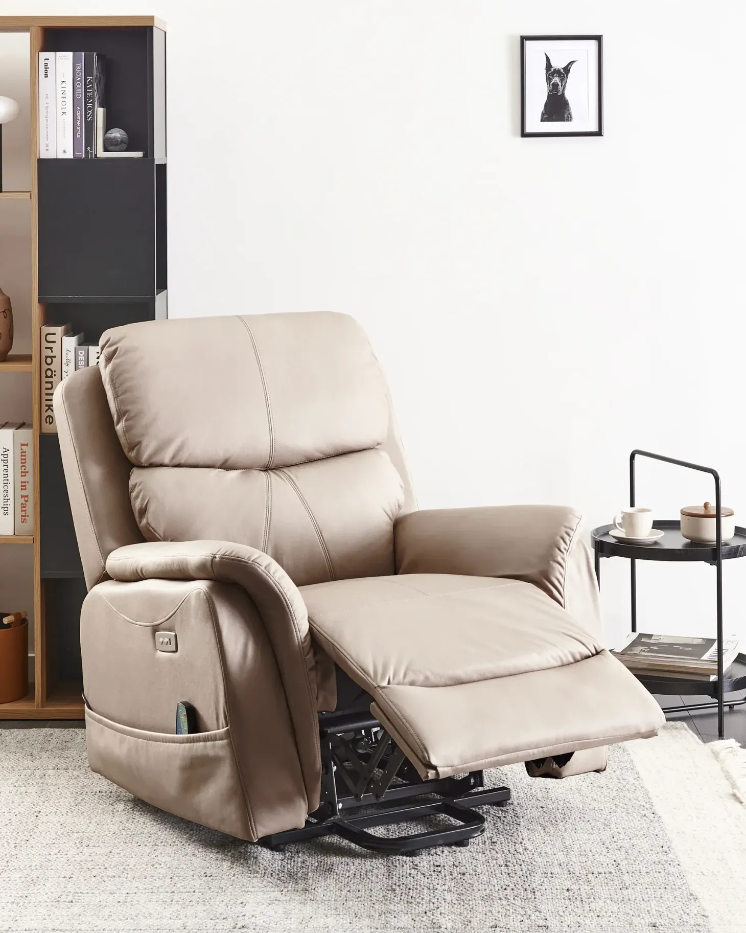 Elektrisk recliner stol GLORIE massagefunktion Brungrå