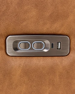 Elektrisk recliner stol KRONOS med USB-port Kunstlæder Brun