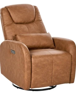 Elektrisk recliner stol KRONOS med USB-port Kunstlæder Brun