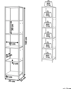 5-etagers reol BOGOTA 165 cm Hvid