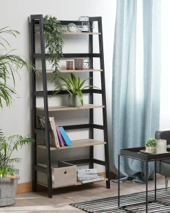 5-etagers reol CROYDON 163 cm Sort