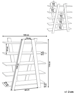 5-etagers reol ESCALANTE 116 cm Hvid