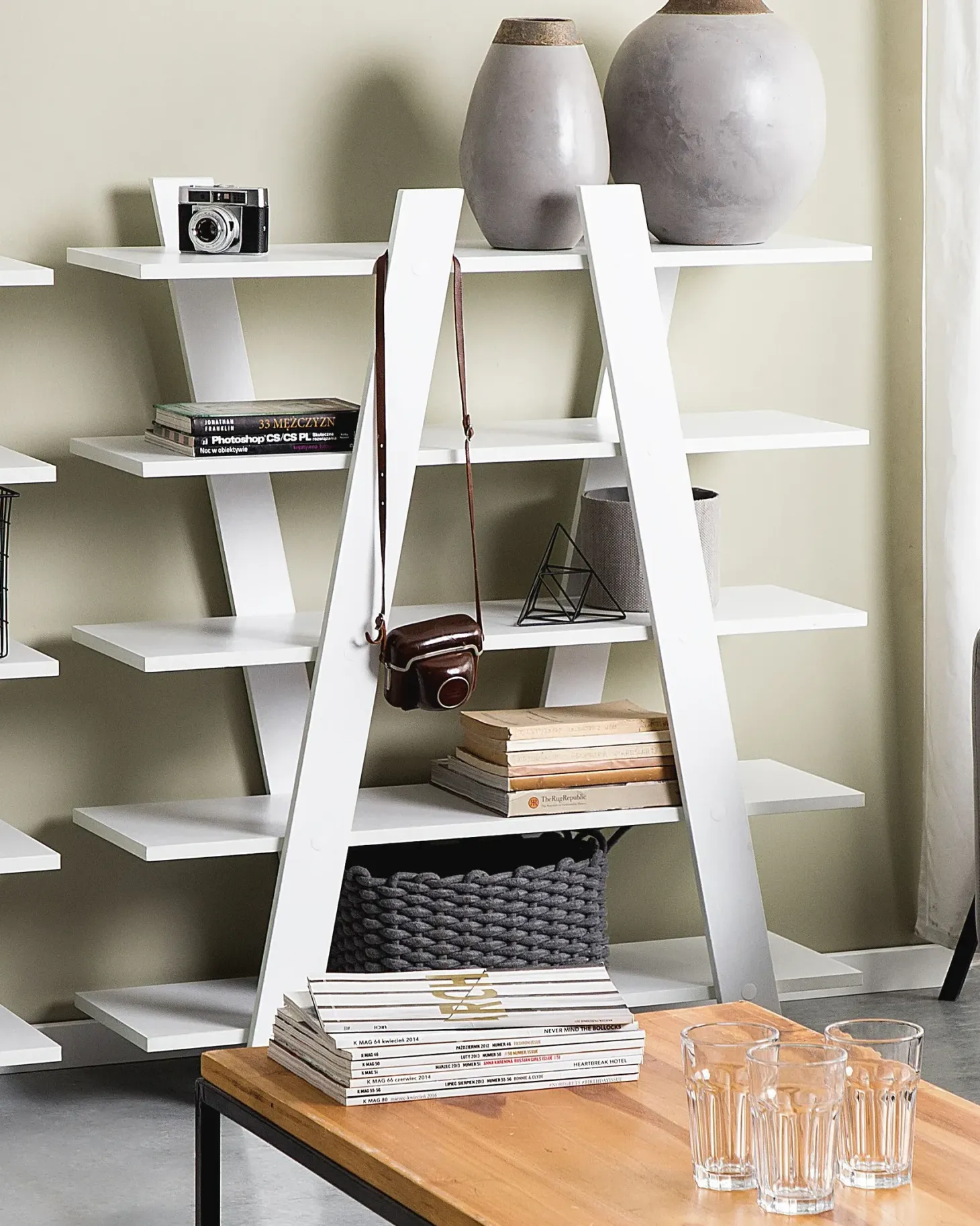 5-etagers reol ESCALANTE 116 cm Hvid