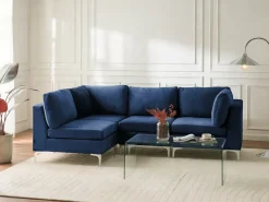 EVJA 4 personers Hjørnesofa modul Højrevendt Navy Blå Velour
