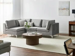EVJA 4 personers Hjørnesofa modul Højrevendt Grå Velour
