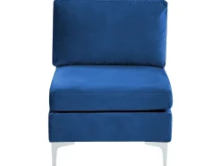 EVJA 6 personers Hjørnesofa modul Venstrevendt Navy Blå Velour med fodskammel
