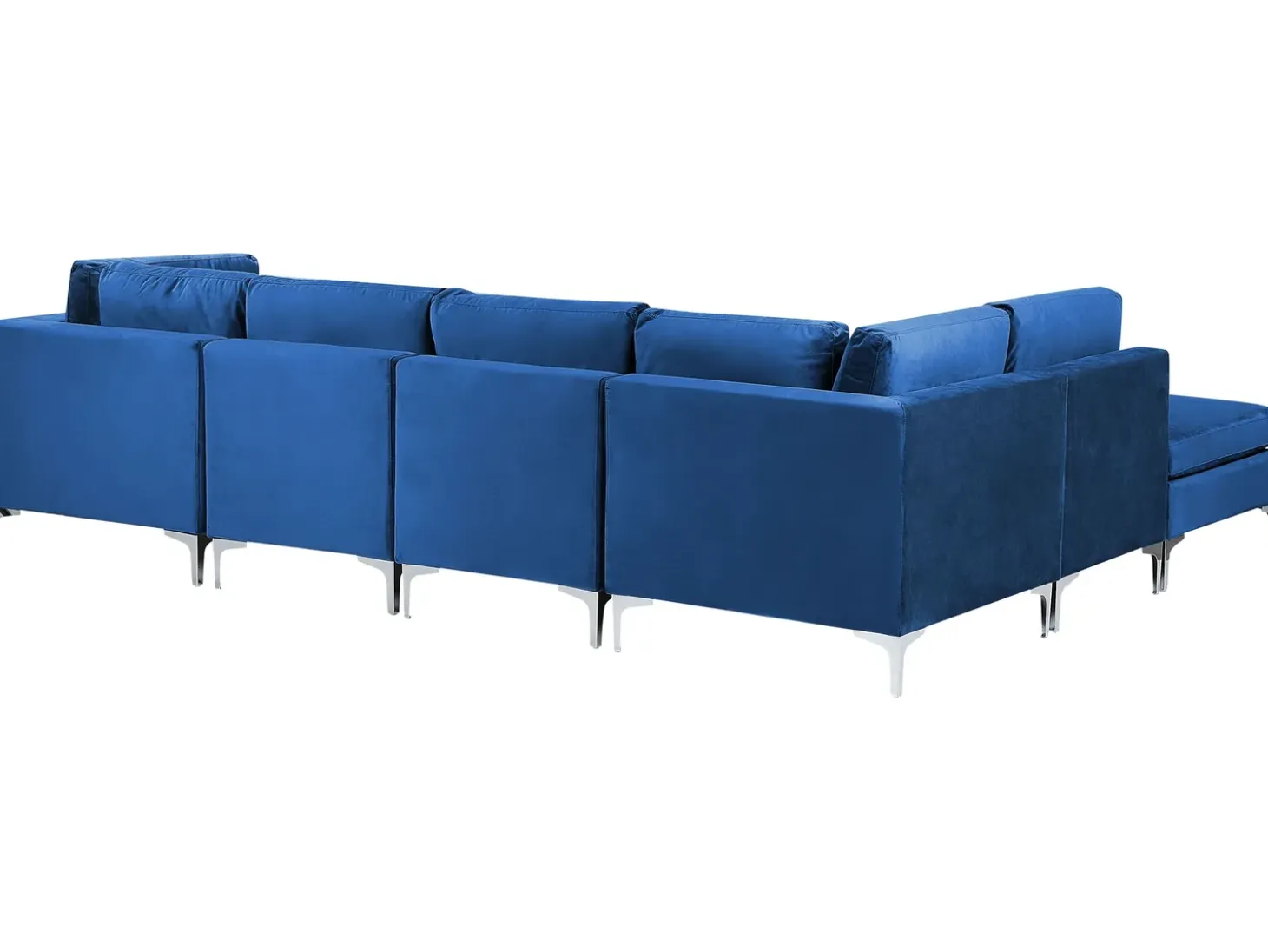 EVJA 5 personers Hjørnesofa modul Højrevendt Navy Blå Velour med fodskammel