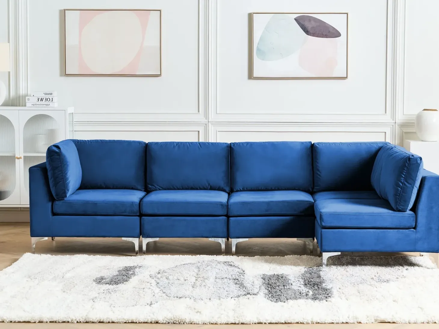 EVJA 5 personers Hjørnesofa modul Venstrevendt Navy Blå Velour
