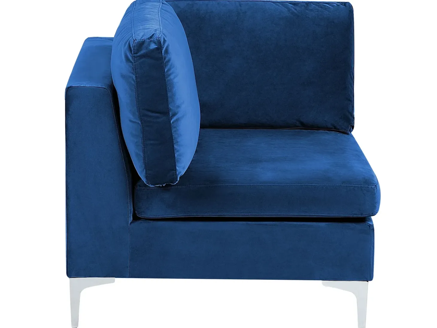EVJA 5 personers Hjørnesofa modul Venstrevendt Navy Blå Velour med fodskammel