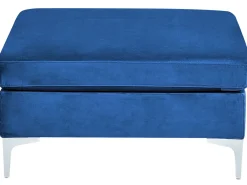 EVJA 5 personers Hjørnesofa modul Venstrevendt Navy Blå Velour med fodskammel