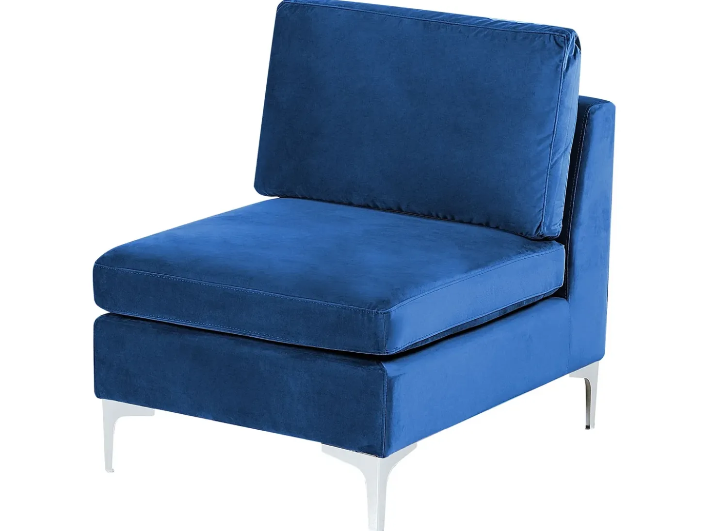 EVJA 6 personers Hjørnesofa modul Højrevendt Navy Blå Velour med fodskammel