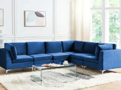 EVJA 6 personers Hjørnesofa modul Venstrevendt Navy Blå Velour