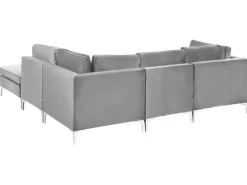 EVJA 4 personers Hjørnesofa modul Venstrevendt Grå Velour med fodskammel