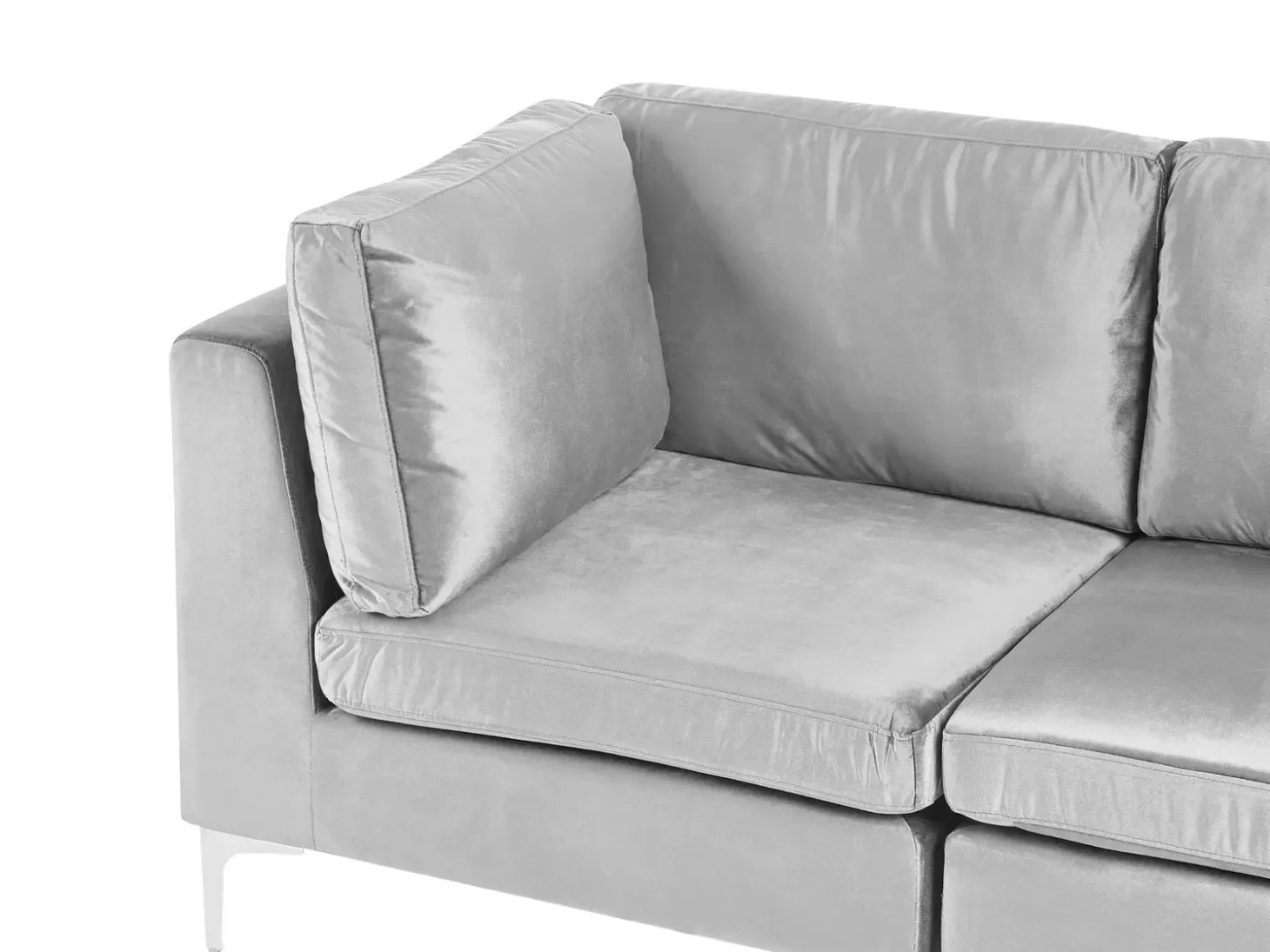 EVJA 4 personers Hjørnesofa modul Venstrevendt Grå Velour med fodskammel